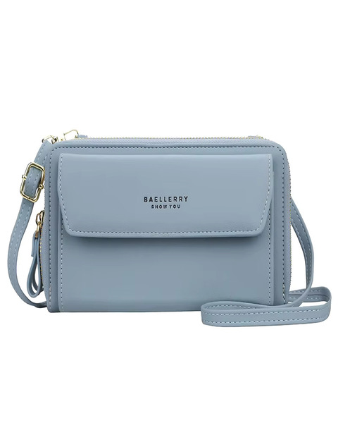vivomartbd-Baellerry Womens Korean Style Crossbody Bag Large Capacity Double Zipper Fashionable Mobile Phone Long-Light Blue