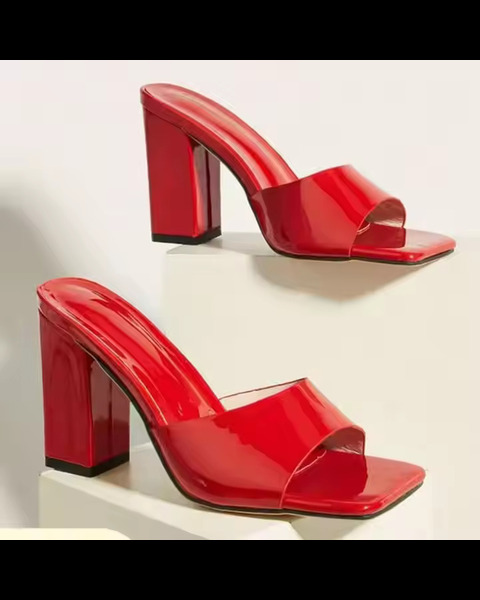 vivomartbd-High Heeled Sandals for Women Peep Toe Thick Heeled Simple Solid Color