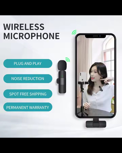 vivomartbd-2in1 Noise Reduction Lavalier Lapel K8 K9 Microphone WIreless Microphone for Liverstreaming Vlog Live Streaming Youtuber Podcast